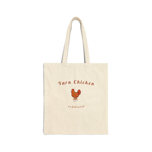 "Yarn Chicken Undefeated" Knitting Tote Bag | Canvas Project Bag
