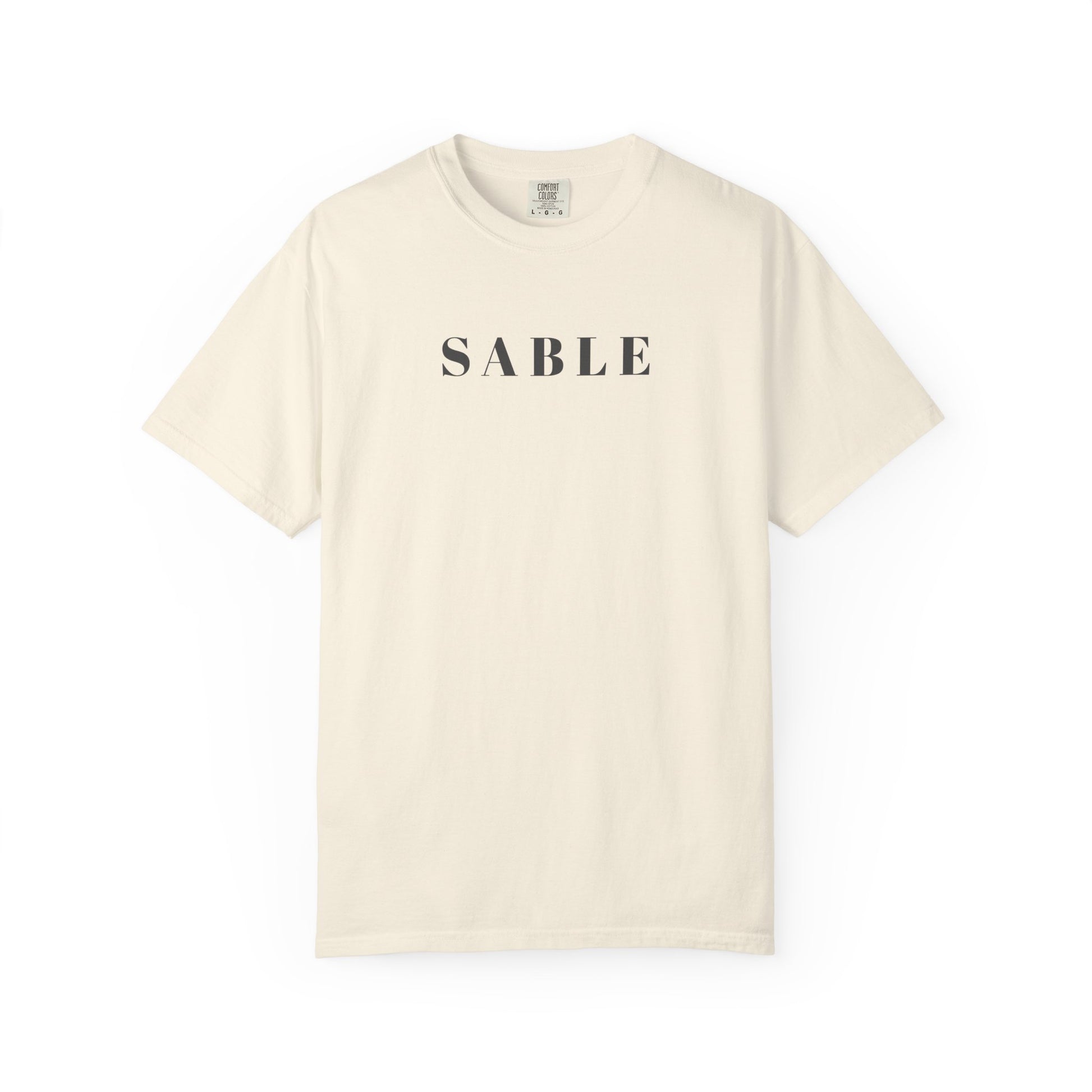 "SABLE knitting t-shirt Ivory Comfort Colors 1717, Stash Acquisition Beyond Life Expectancy"