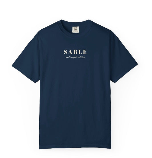"SABLE and I Regret Nothing" Funny Knitting T-Shirt | True Navy/Cream Font | Comfort Colors 1717